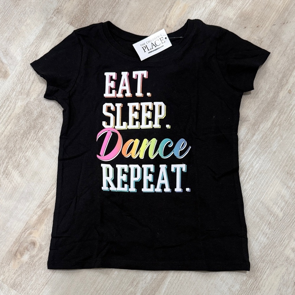 The Children's Place Black Tee with Colorful Dance Text